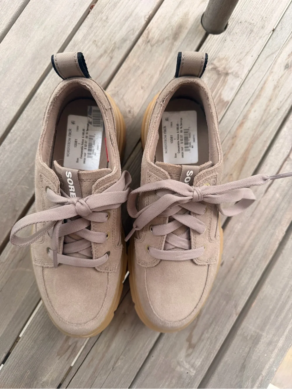 Sorel Women's Suede Sneakers in Taupe with Gum Sole